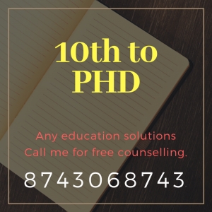 Admissions open for 10th to PHD courses. Call me on 87430687